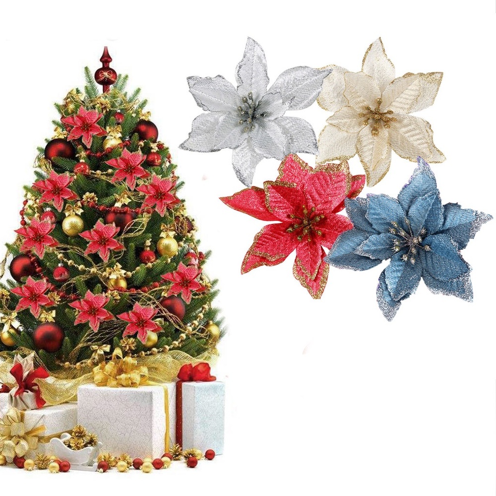 24Pcs Artificial Flowers Christmas Tree Decoration